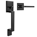 Brotima Black Front Door Handle, Matte Black Entry Handle, Single Cylinder Front Door Handle Only, Door Handle Exterior, Reversible for Right and Left Door