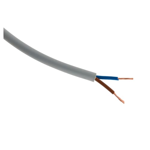 Zenitech - Cable de Alimentación Eléctrica H05VV-F 2x 1,5mm² - Estructura Plana - Uso Interior - Aislamiento PVC - Para Electrodomésticos y Conexiones Domésticas - 5m - Gris