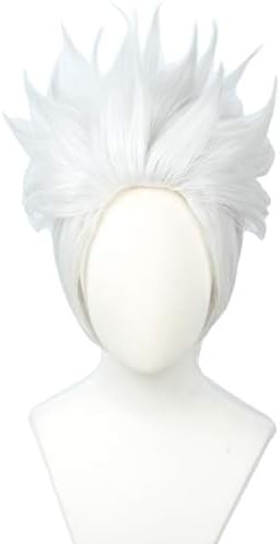 Linfairy 1 Pc Short Layered Cosplay Wig Halloween Costume Silvery White Wig Not Style
