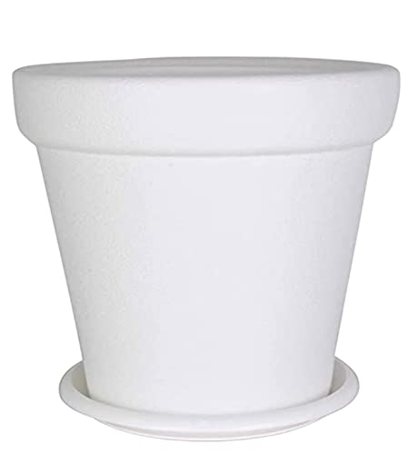 JUSThink Plastic Cosmos Flower Pot with Plate, (12 Inch), for Indoor and Outdoor Gardening,Gamla for Garden. (White, Pack of 3)