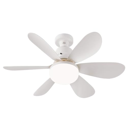 Light Bulb Fan Ceiling Fans with Light Bayonet Fitting Screw in E27 Socket UK Lightbulb for Bedroom Living Room Kitchen 3 Color Temperature 3 Speeds Timing Removable Installation Remote Control (40W)