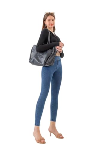 Women's Ultra Soft High Waist Denim Leggings Tummy Control Pull Stretchy with Pockets Jeans - Image 6