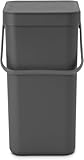 Brabantia Sort & Go 12L Cubo de basura (gris), cubo basura reciclaje con asa y...