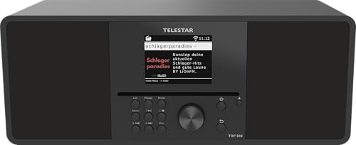 TELESTAR TOP 300 &ndash; DAB+/Internetradio mit CD-Player (Stereo, 2 &times; 15 W, Streamingdienste, Bluetooth Sende-/Empfangsfunktion, USB-Recording, Notfallwarnsystem) &ndash; Schwarz
