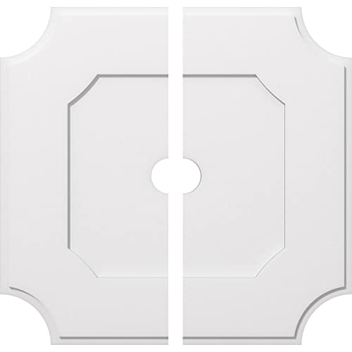 Image of Ekena Millwork CMP38LE2-04000 Locke Architectural Grade PVC Contemporary, Two Piece Urethane Ceiling Medallions 38 inchOD x 4 inchID x 22 3 /4 inchC x 1 inchP