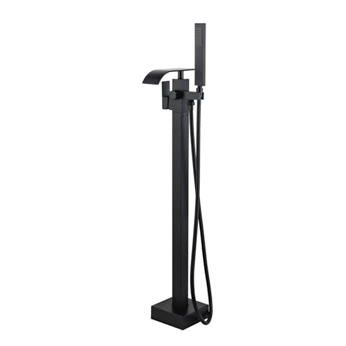 Mitigeur de bain cascade avec douche robinet baignoire autoportant laiton noir MOCHAMIK