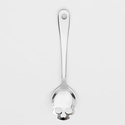 Suck UK Skull Serving Spoon | Gothic Kitchenware | Horror Kitchen Accessories | Goth Halloween Home Decor | Pasta Serving Spoon | Slotted Spoon for Cooking & Straining | Salad Servers | Gothic Gifts
