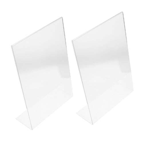 FUNOMOCYA Lot De 2 Supports De Menu En Acrylique En Forme De T, Double Face, Pour Affichage De Bureau, Pour Avis, Menu, Fiche De