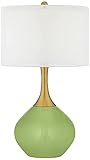 Color + Plus Nickki Brass 30 1/2' Lime Rickey Green Modern Table Lamp