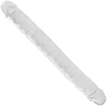Lestesy 11.8x1.3 in Double Dildo,Flexible Realistic Jelly Dildo for Lesbian Female Masturbation, Clear, S