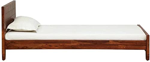 Image of AADITYA WOODS Solid Sheesham Wood Single Bed Cot Without Storage | Single Size Bed for Bedroom | Multipurpose Use Bed- Honey Teak 10