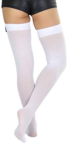 Image of ToBeInStyle Women's Opaque Long Thigh High Stockings w /Decorative Front Satin Bow