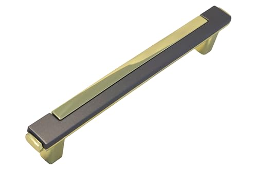 CAYBO Grey and Gold Cabinet Pulls – Modern Two Tone Kitchen Cabinet Handles, Grey Drawer Pull Handles for Cabinets, Dressers, Cupboards & Furniture Hardware, Pack of 5