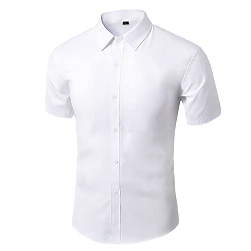 Chemise homme grande taille 4XL d'été sans repassage blanche
