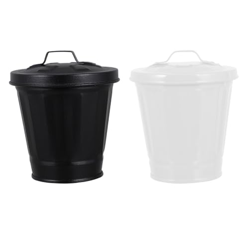 Cabilock 2 piezas Mini Papelera Maceta de Hierro Creativa para Escritorio Unidades Diseño Adorable y Compacto para Hogar y Oficina