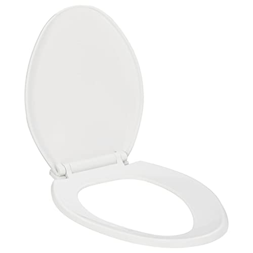 HOMIUSE Toilettensitz mit Absenkautomatik und Quick-Release-Design Weiß Toilettendeckel Wc Sitz mit Absenkautomatik Toilettendeckel mit Absenkautomatik Universal Soft-Close-Funktion 47x37 cm