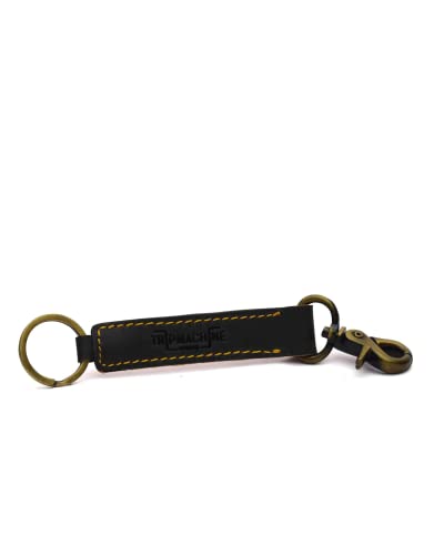 Trip Machine Company Classic Genuine Leather Keychain - key Organizer holder fob clip for men and women motorcycle keychains ring universal for bike car (Black)