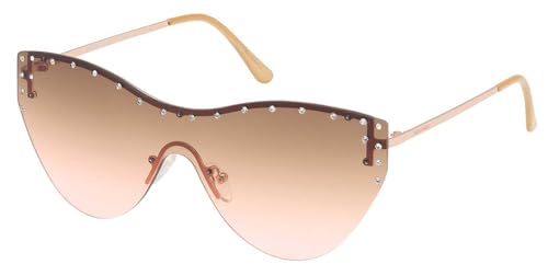 Harley-Davidson Women's Cat-Eye Rhinestone Sunglasses, Gradient Brown/Pink Lens