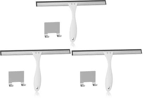 Image of AmazerBath Squeegee for Shower Glass Door, Shower Squeegee for Glass Doors - All-Purpose Squeegee with Hook for Shower Doors, Windows, Mirrors, Tiles and Car Glass, 12 Inches (Pack of 3)