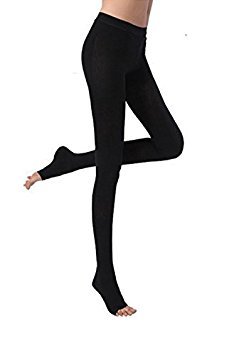 BriteLeafs Opaque Compression Stocking Pantyhose Therapeutic 20-30 mmHg Open Toe - Firm Support Gradient Compression Professional Grade Large Black Black X-Large
