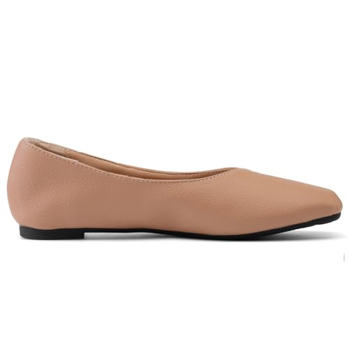LUXMAX Womens Square Toe Ballet Flats Slip On Ballerina Shoes2