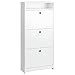 HOMCOM Scarpiera 3 Scompartimenti a Ribalta(18 Paia di Scarpe) e 1 Ripiano Portaoggetti Legno Truciolato Bianco 60×24×132cm
