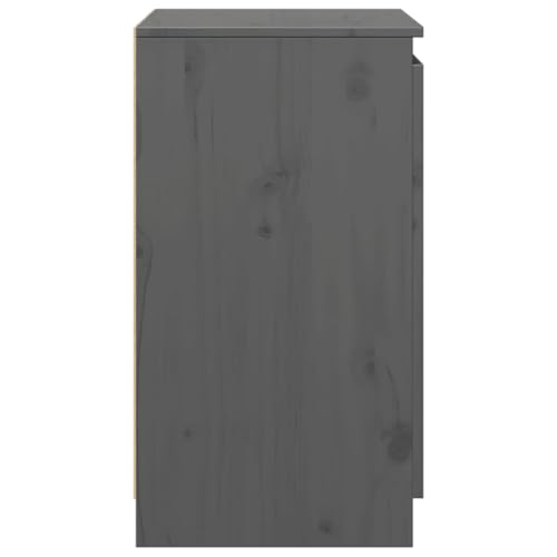 Cómoda gris de pino macizo con 2 compartimentos de almacenamiento compacto 8