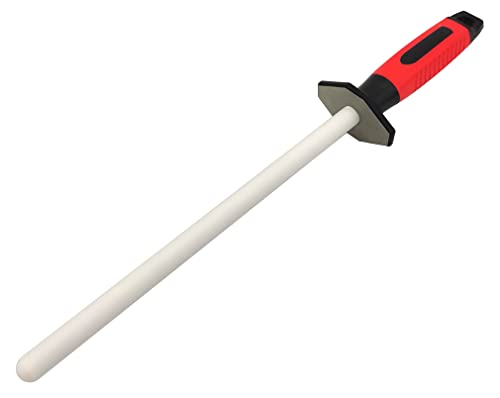 10 inch Professional Chef Knife Sharpening White Ceramic Rod Stick Bar 2 in 1 Diamond Grit 400 Ceramic Grit 1000 Kitchen Knife Knives Sharpener Coarse & Fine Honing Sharpening Steel Tools