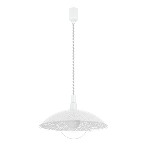 EGLO Alvez Lámpara colgante clásica de 1 foco con cable en espiral, regulable en altura, de plástico y cristal en blanco, transparente lámpara de cocina, para mesa de comedor, con casquillo E27