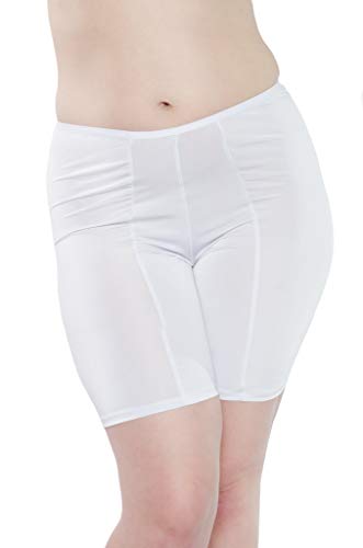 Undersummers Classic Shortlette Plus Size Slip Shorts for Women Under Dress, Thigh Anti Chafing Shorts Women, Undergarments for Dresses (3X, White)