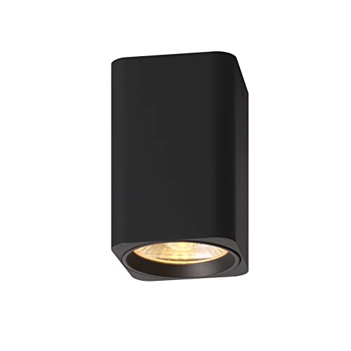 DAWALIGHT Surface Mounted Ceiling Spotlights LED 10W 820LM 3000K Warm White Square Modern Spotlight Ceiling Downlight for Living Room Kitchen Hallway Corridor Aluminum, Black