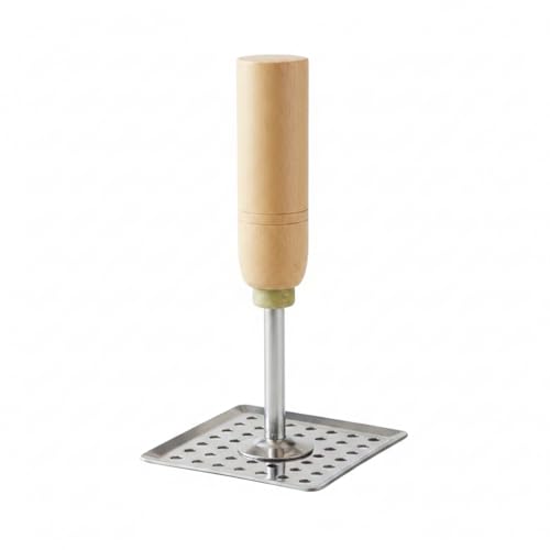 Image of CAMDEN Premium Stainless Steel and Wooden Handle Potato Masher | Strong Handle with Premium Polish | Rust Free Heavy Duty Vegetable Masher for Kitchen (Square)