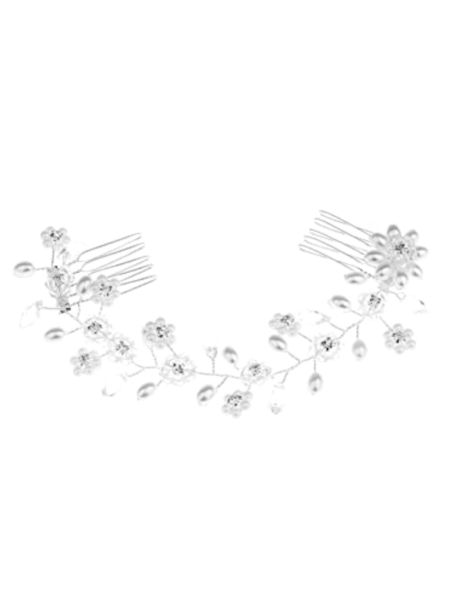 Bridal Hair Vine with White Comb Pin for Women