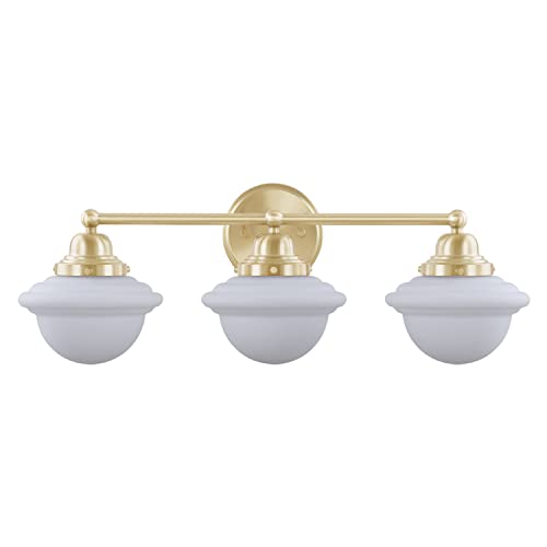 Aspen Creative 62307, Bathroom Vanity 3 Lights Fixture 24" W x 8-5/8"H x 8-1/4"E. Warm Brass Finish, Bulb Not Included by Aspen Creative - Used condition - US$29.50