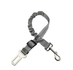 GrnArt 犬用リード犬鎖ペット用品反射ナイロン開閉式伸縮性犬安全ベルトピットブル子犬車安全バー自動鎖犬鎖大型犬 (グレー)