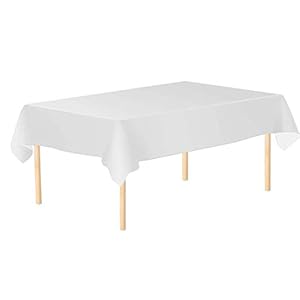 WedDecor Wit plastic tafelkleed 54 x 72 inch rechthoekig feesttafelkleed wegwerp tafelhoezen voor binnen of buiten…