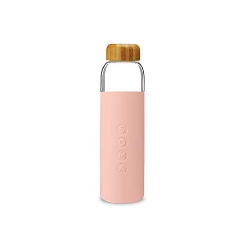 Glass Water Bottle with Silicone Sleeve, BPA-Free, Blush, 17oz