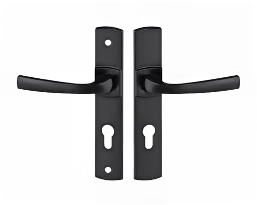 Vachette Set de Poignée de Porte sur Plaque MUZE - Version Clé I, Porte d'Entrée, Bureau, Garage - Entraxe 195 mm - Système de Pose Facile - Zamak...