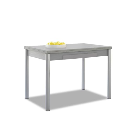 Astimesa   Mesa de Cocina Extensible   Estructura Aluminio Tapa Laminado   Color Gris   Ideal para Espacios Pequeños   Medidas: 90 x 50 cm   Extensible: 140 x 50 cm
