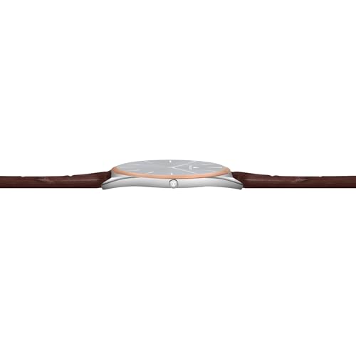 Image of Franklord Ultra-Slim Men's 5 mm Swiss Movement Dress Watch - 40 mm Case, Sapphire Crystal, 316L Stainless Steel with Leather Strap