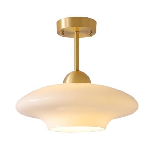 Lámparas de Techo Modernas de Cristal lechoso, Montaje Semi Empotrado, latón Antiguo, Accesorios de Pasillo Dorados de Mediados de Siglo para Cocina, Porche, baño, Entrada Cerca d