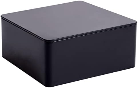 Square Tin Canister/Container for Keeping Car,Tea,Coffee,Cookies, Food,Flour,Baked Goods Storage (Black) - Thumbnail 3