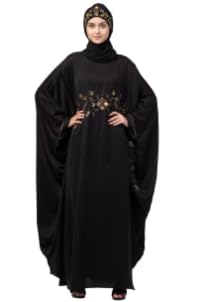 nazneen Hand work across front Antique Brass embroidery Shine Nida Kaftan” With Plan Hijab-picture-33