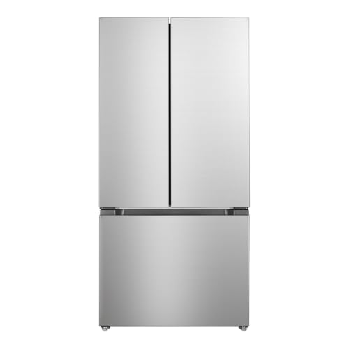 Image of Verona 33 inch Freestanding French Door Refrigerator with 16.5 cu. ft. Capacity, Automatic Ice Maker, Recessed Handle in Stainless Steel Look