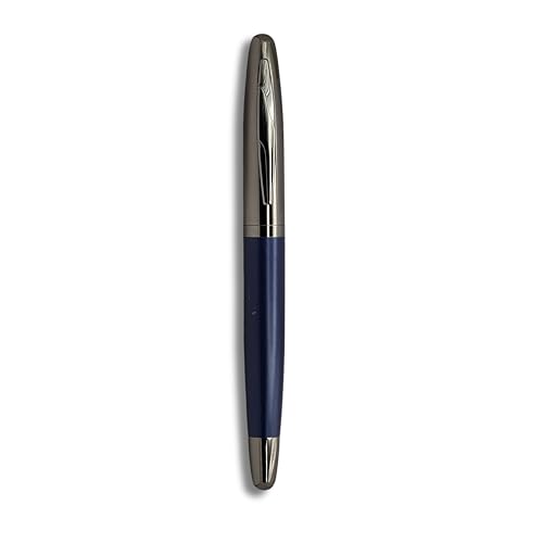 Image of Venti Gun Metal Roller Ball Pen| Titanium Blue Body Color | Ink Color - Black| Novel Gifts For Professionals | Premium Pens For Personal & Professional Use | Return Gift | (871-Blue, Rollerball Pen)