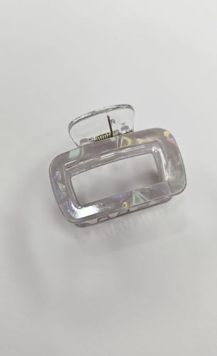 Image of Iridescent Transparent Rectangular Hair Claw Clip for Women and Girls