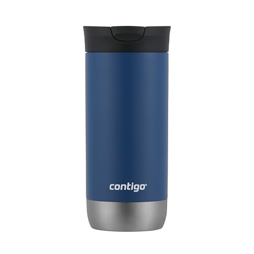 Contigo Huron 2.0 Stainless Steel Travel Tumbler, Vacuum-Insulated Metal Tumbler for Coffee and Tea with Leak-Proof Lid, Blue Corn, 16 oz (473 mL)