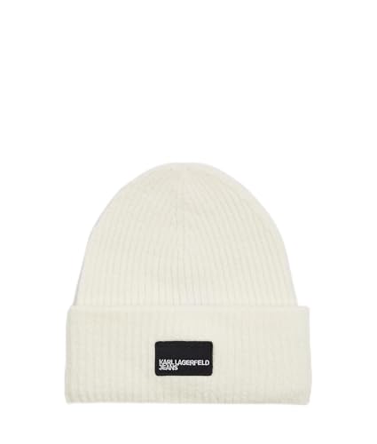 Karl Lagerfeld Jeans, Damen, Patch Long Beanie, Weiss, One Size