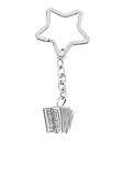 PPM20 Llavero de acordeón fino de peltre inglés en forma de estrella, plata, 10cm