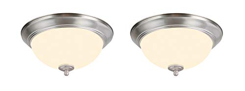 Aspen Creative Satin Nickel 63017-12 Led Dimmable Flush Mount Ceiling Light Fixture, Transitional Design Finish, Frosted Glass Diffuser, 11" Diameter, 2 Pack, 2-Pack, 2 Count #TOP1